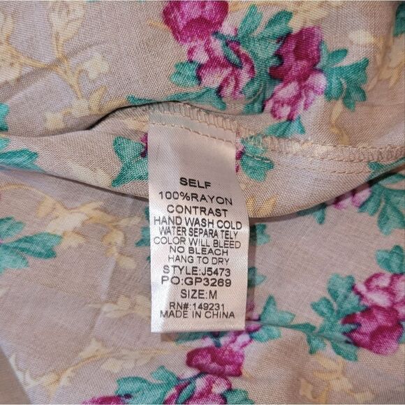 NWT Kori America Floral Longsleeve Bohemian Peasant Top Ruffle Sleeve M - Picture 13 of 14